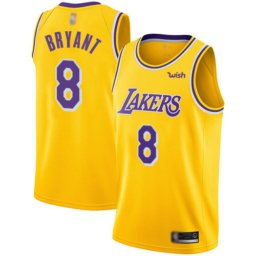 Lakers #8 Kobe Bryant Gold Basketball Swingman Icon Edition Jersey