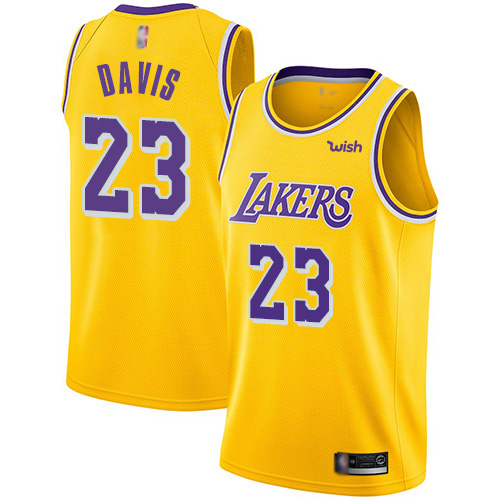 Lakers #23 Anthony Davis Gold Basketball Swingman Icon Edition Jersey