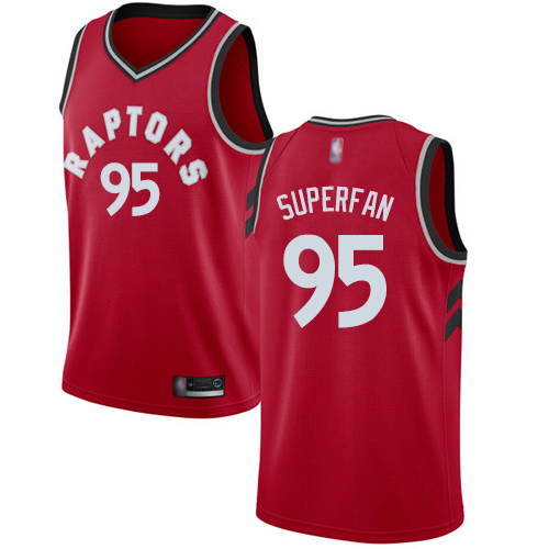 Raptors #95 Superfan Red Basketball Swingman Icon Edition Jersey