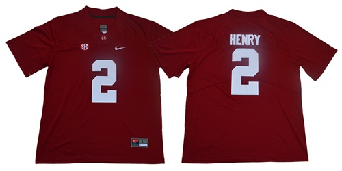 Crimson Tide #2 Derrick Henry Red SEC Patch Limited Stitched NCAA Jersey