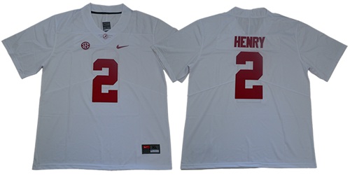 Crimson Tide #2 Derrick Henry White SEC Patch Limited Stitched NCAA Jersey