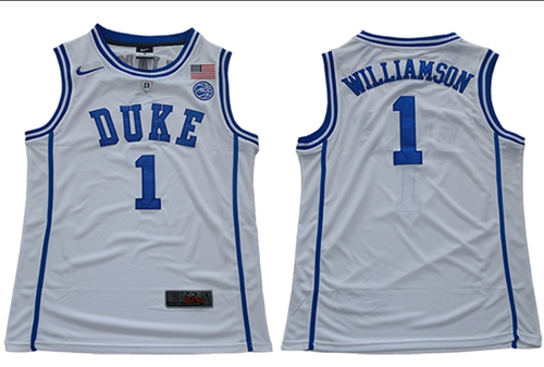 Blue Devils #1 Zion Williamson White Basketball Stitched College Jersey