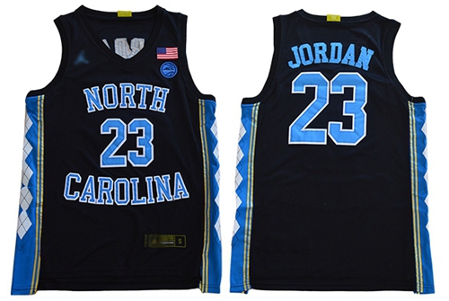 North Carolina #23 Michael Jordan Black Basketball Stitched College Jersey