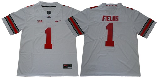 Buckeyes #1 Justin Fields White Limited Stitched NCAA Jersey