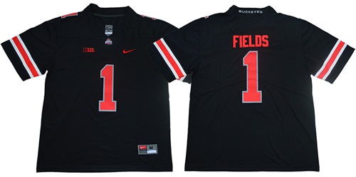 Buckeyes #1 Justin Fields Black Limited Stitched NCAA Jersey