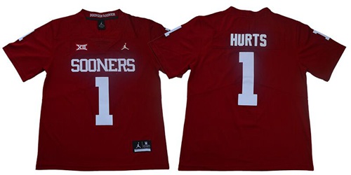 Sooners #1 Jalen Hurts Red Jordan Brand Limited Stitched NCAA Jersey