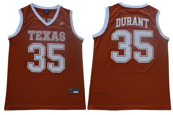 Longhorns #35 Kevin Durant Orange Basketball Stitched NCAA Jersey