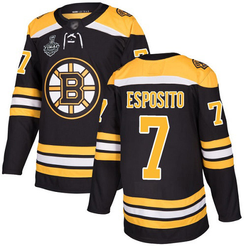 Bruins #7 Phil Esposito Black Home Authentic Stanley Cup Final Bound Stitched Hockey Jersey