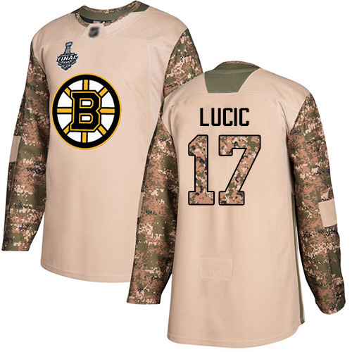 Bruins #17 Milan Lucic Camo Authentic 2017 Veterans Day Stanley Cup Final Bound Stitched Hockey Jersey