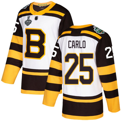 Bruins #25 Brandon Carlo White Authentic 2019 Winter Classic Stanley Cup Final Bound Stitched Hockey Jersey