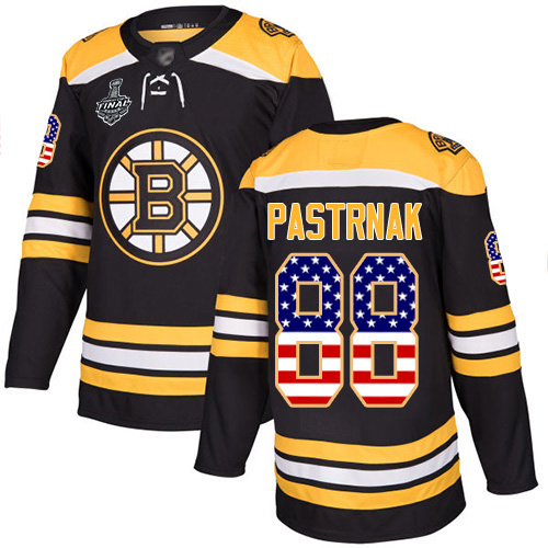 Bruins #88 David Pastrnak Black Home Authentic USA Flag Stanley Cup Final Bound Stitched Hockey Jersey