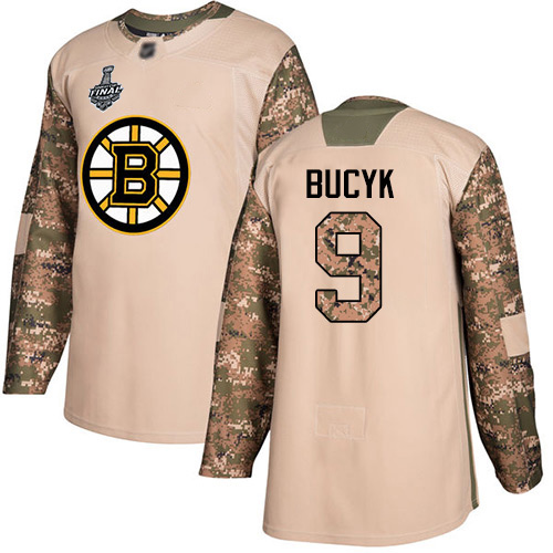Bruins #9 Johnny Bucyk Camo Authentic 2017 Veterans Day Stanley Cup Final Bound Stitched Hockey Jersey