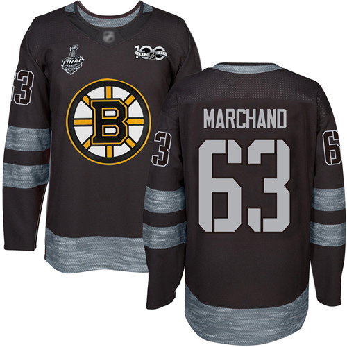Bruins #63 Brad Marchand Black 1917-2017 100th Anniversary Stanley Cup Final Bound Stitched Hockey Jersey