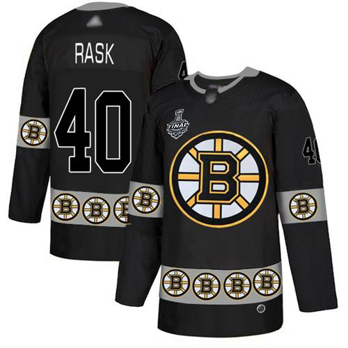 Bruins #40 Tuukka Rask Black Authentic Team Logo Fashion Stanley Cup Final Bound Stitched Hockey Jersey