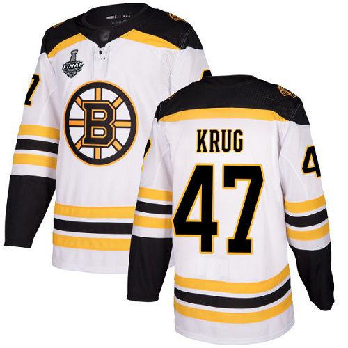 Bruins #47 Torey Krug White Road Authentic Stanley Cup Final Bound Stitched Hockey Jersey