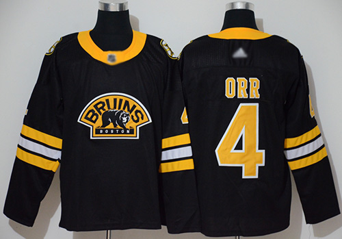 Bruins #4 Bobby Orr Black Authentic 3D Throwback Stitched Hockey Jersey