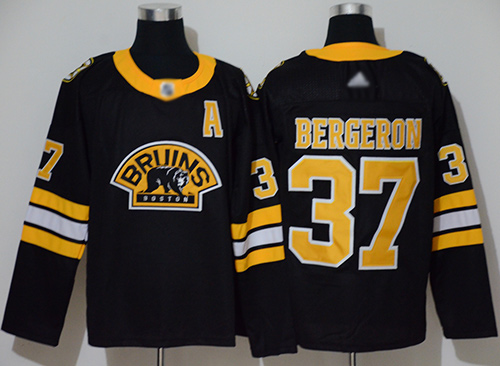 Bruins #37 Patrice Bergeron Black Authentic 3D Throwback Stitched Hockey Jersey