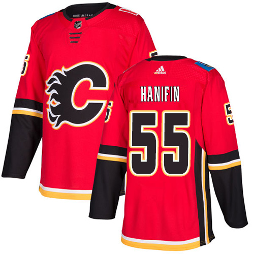 Adidas Flames #55 Noah Hanifin Red Home Authentic Stitched NHL Jersey