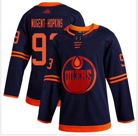 Oilers #93 Ryan Nugent-Hopkins Navy Alternate Authentic Stitched Hockey Jersey