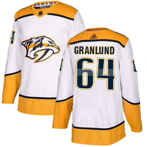 Predators #64 Mikael Granlund White Road Authentic Stitched Hockey Jersey