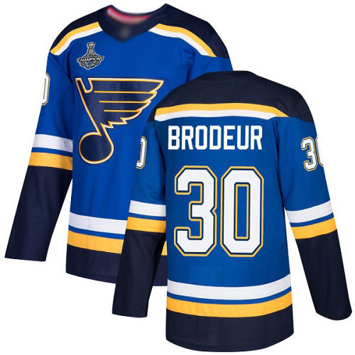 Blues #30 Martin Brodeur Blue Home Authentic Stanley Cup Champions Stitched Hockey Jersey