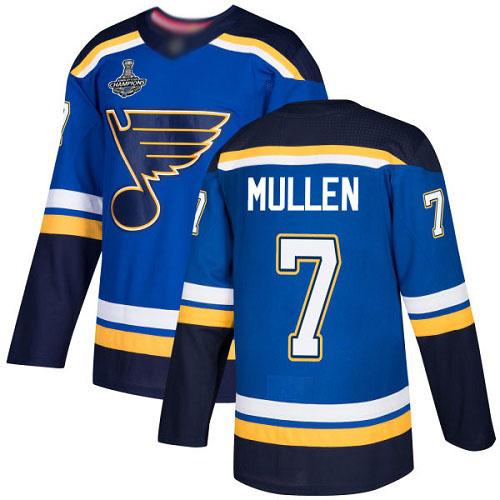 Blues #7 Joe Mullen Blue Home Authentic Stanley Cup Champions Stitched Hockey Jersey