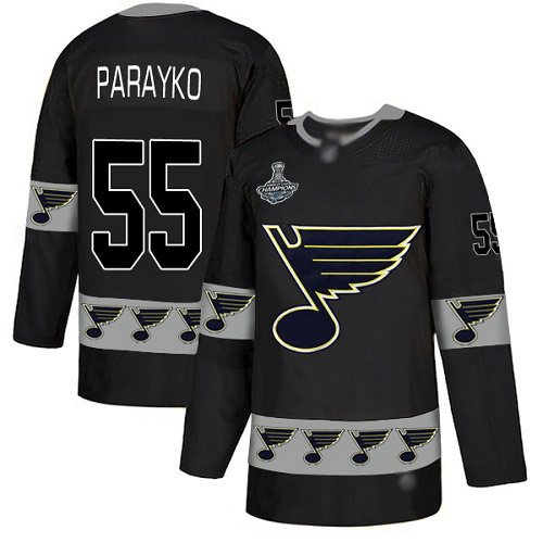 Blues #55 Colton Parayko Black Authentic Team Logo Fashion Stanley Cup Final Bound Stitched Hockey Jersey