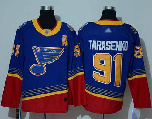 Blues #91 Vladimir Tarasenko Blue/Red Authentic 2019 Heritage Stitched Hockey Jersey