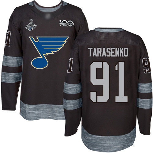 Blues #91 Vladimir Tarasenko Black 1917-2017 100th Anniversary Stanley Cup Final Bound Stitched Hockey Jersey