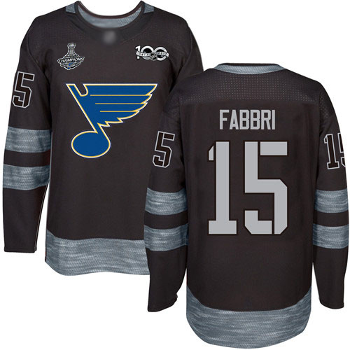 Blues #15 Robby Fabbri Black 1917-2017 100th Anniversary Stanley Cup Final Bound Stitched Hockey Jersey
