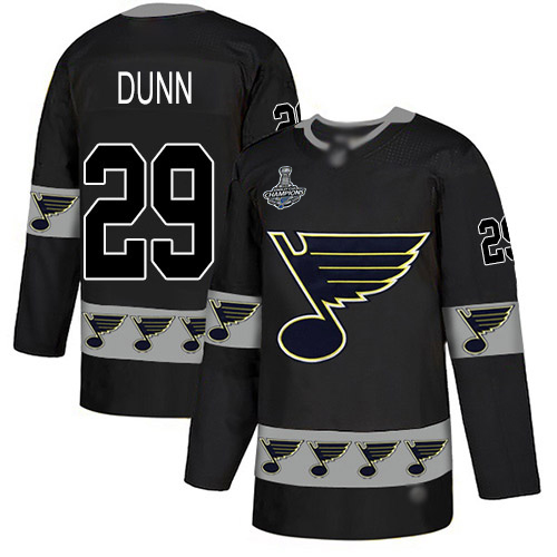 Blues #29 Vince Dunn Black Authentic Team Logo Fashion Stanley Cup Champions Stitched Hockey Jersey