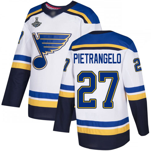 Blues #27 Alex Pietrangelo White Road Authentic Stanley Cup Champions Stitched Hockey Jersey