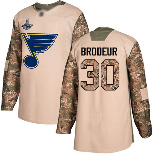 Blues #30 Martin Brodeur Camo Authentic 2017 Veterans Day Stanley Cup Champions Stitched Hockey Jersey