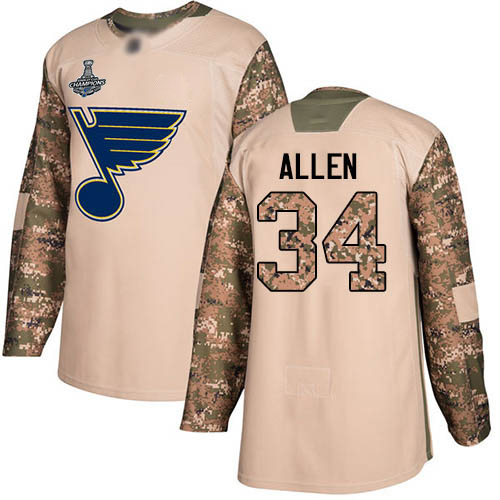 Blues #34 Jake Allen Camo Authentic 2017 Veterans Day Stanley Cup Final Bound Stitched Hockey Jersey