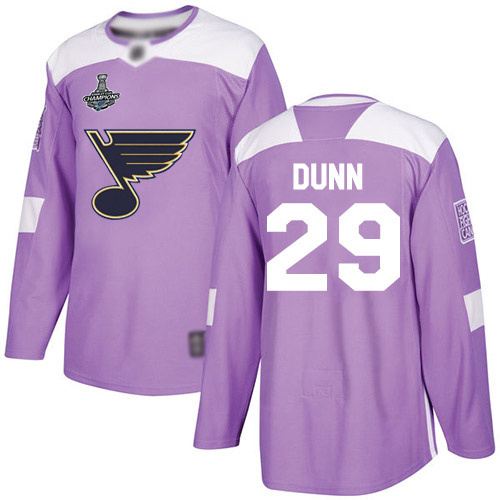 Blues #29 Vince Dunn Purple Authentic Fights Cancer Stanley Cup Champions Stitched Hockey Jersey