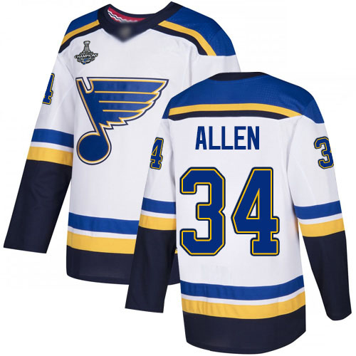 Blues #34 Jake Allen White Road Authentic Stanley Cup Final Bound Stitched Hockey Jersey