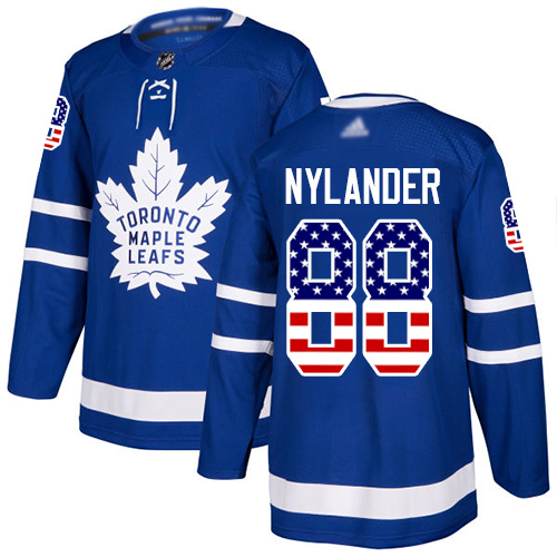 Maple Leafs #88 William Nylander Blue Home Authentic USA Flag Stitched Hockey Jersey