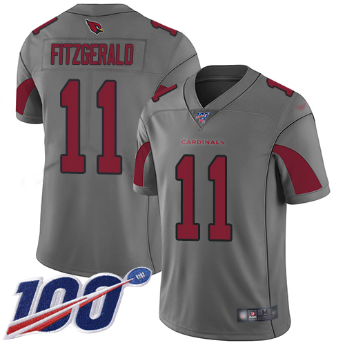 Cardinals #11 Larry Fitzgerald Silver Men's Stitched Football Limited Inverted Legend 100th Season Jersey