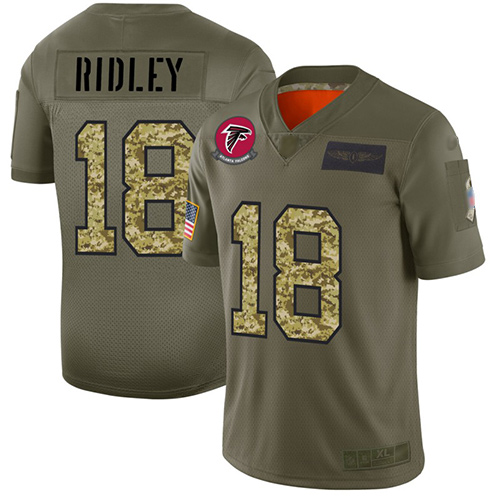 Falcons #18 Calvin Ridley Olive/Camo Men's Stitched Football Limited 2019 Salute To Service Jersey