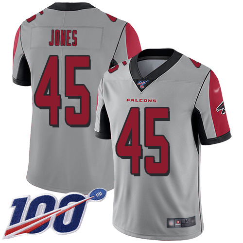 Falcons #45 Deion Jones Silver Men's Stitched Football Limited Inverted Legend 100th Season Jersey