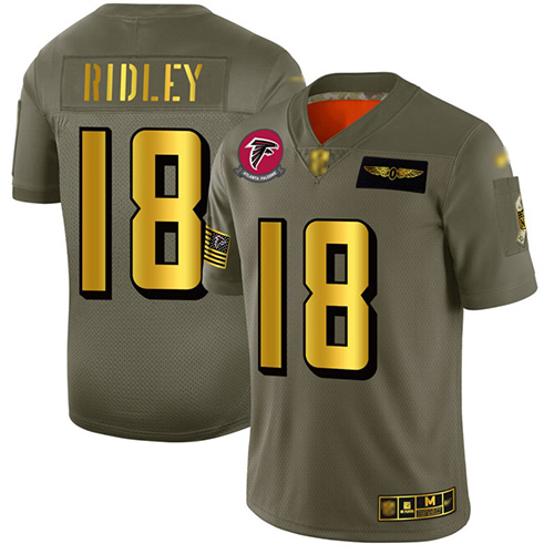 Falcons #18 Calvin Ridley Camo/Gold Men's Stitched Football Limited 2019 Salute To Service Jersey