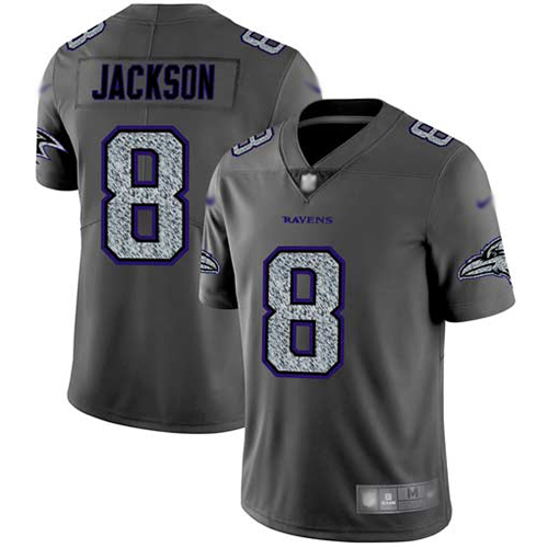 Ravens #8 Lamar Jackson Gray Static Men's Stitched Football Vapor Untouchable Limited Jersey