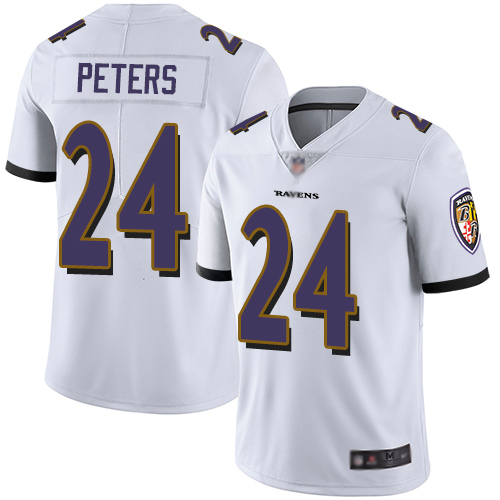 Ravens #24 Marcus Peters White Men's Stitched Football Vapor Untouchable Limited Jersey