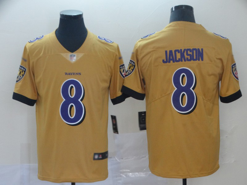 Ravens #8 Lamar Jackson Gold Men's Stitched Football Limited Inverted Legend Jersey