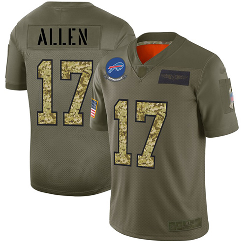 Bills #17 Josh Allen Olive/Camo Men's Stitched Football Limited 2019 Salute To Service Jersey