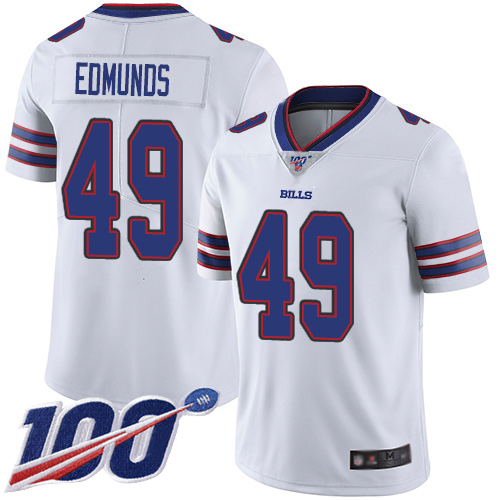 Bills #49 Tremaine Edmunds White Men's Stitched Football 100th Season Vapor Limited Jersey