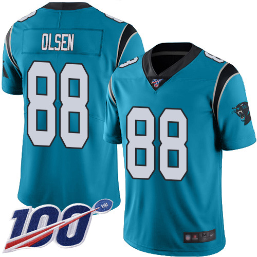 Panthers #88 Greg Olsen Blue Men's Stitched Football Limited Rush 100th Season Jersey