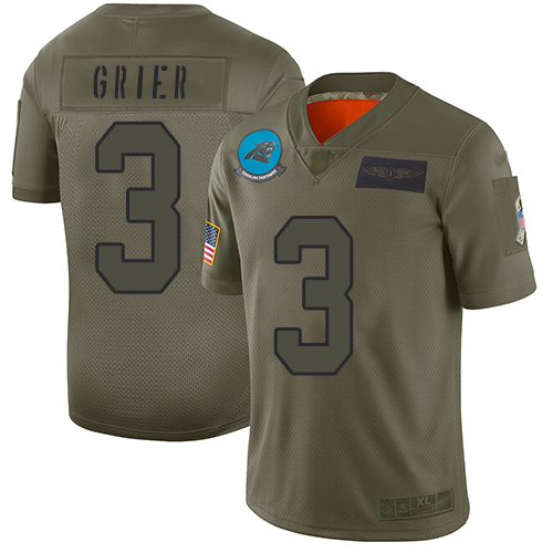 Panthers #3 Will Grier Camo Men's Stitched Football Limited 2019 Salute To Service Jersey