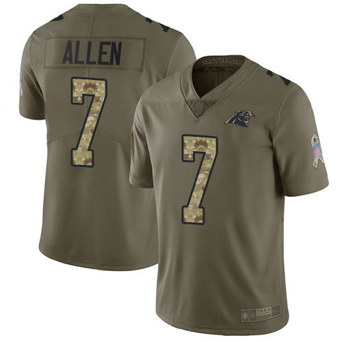 Panthers #7 Kyle Allen Olive/Camo Men's Stitched Football Limited 2017 Salute To Service Jersey
