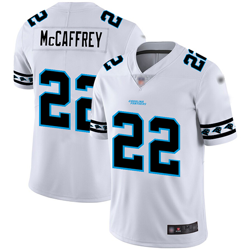 Panthers #22 Christian McCaffrey White Men's Stitched Football Limited Team Logo Fashion Jersey